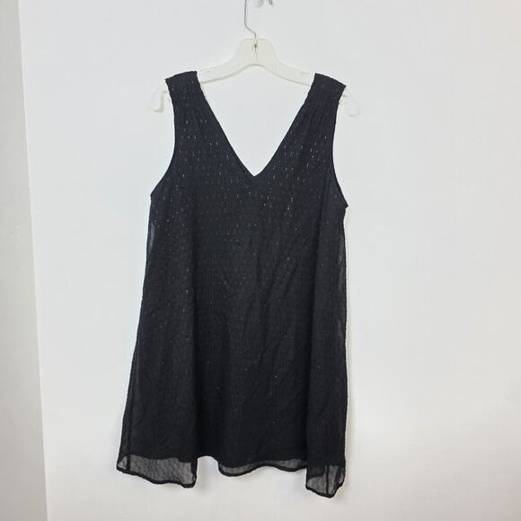 Madewell Black Silk Contemporary Sleeveless Mini Nightshine Shift Dress Size 6 - Picture 3 of 9